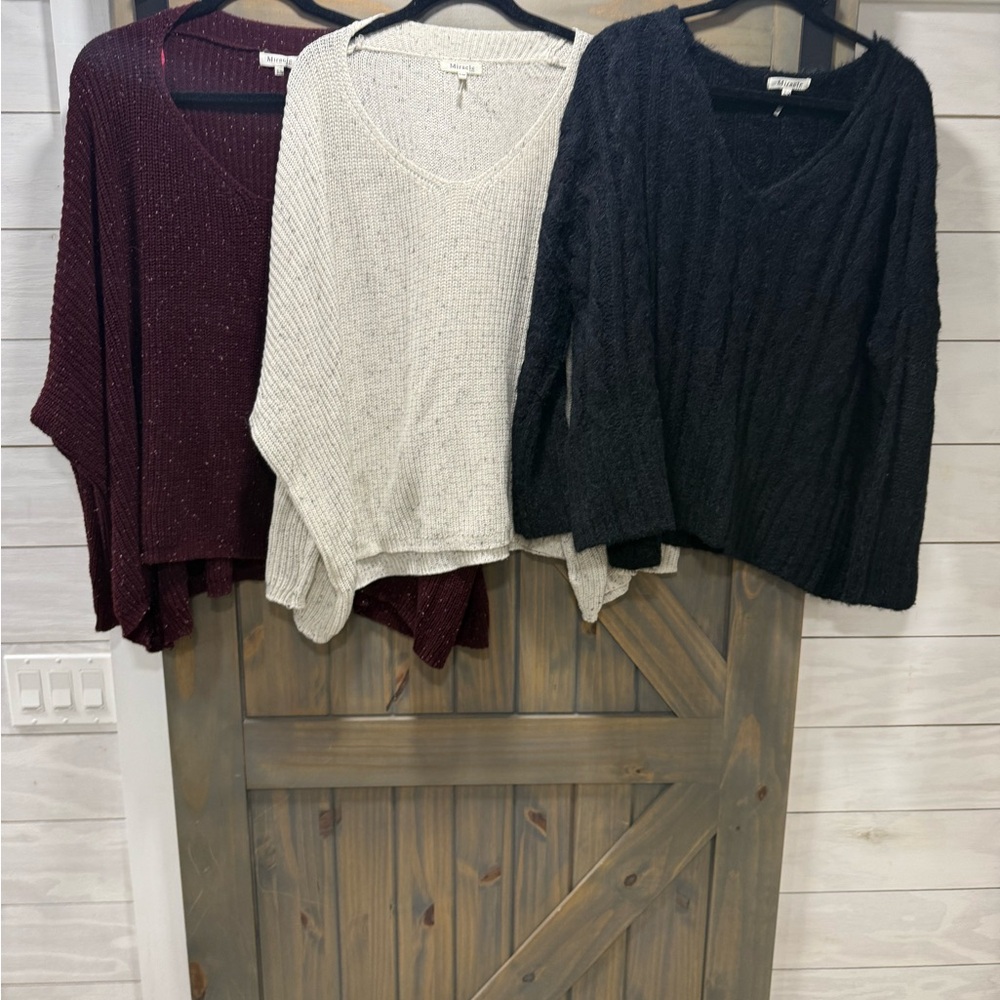 3 Woman oversized Sweaters by Miracle Sz S/M